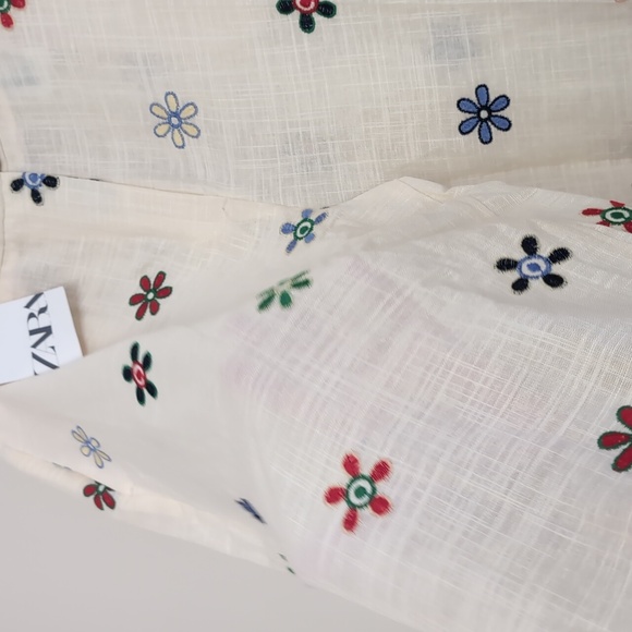 Zara Embroidered culottes white multicolor floral S M L XL NWT - Picture 13 of 14